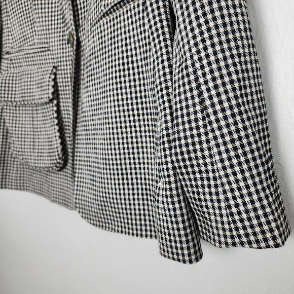 NEW Pearl by Lela Rose Black Checkered Plaid Houndstooth Blazer Jacket - Picture 6 of 11